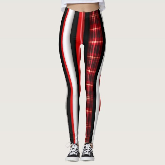 Red Black Abstract Pset Trendy Collectie Leggings (Voorkant)