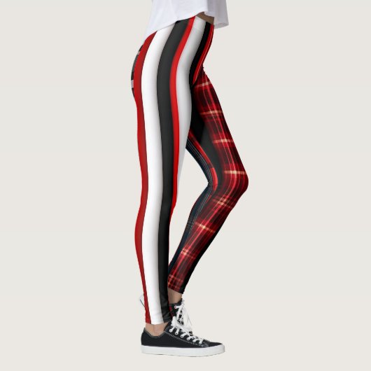 Red Black Abstract Pset Trendy Collectie Leggings (Rechts)
