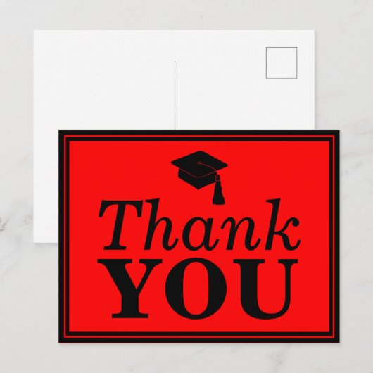 Red Black Afstudeerder Pet Hartelijk dank Briefkaart (Voorkant / Achterkant)