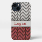 Red Black and Grey Black Masculine Chevron Pattern iPhone Hoesje (Achterkant)