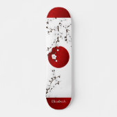 Red Black and White Cherry Blossom Rising Sun Name Persoonlijk Skateboard (Voorkant)