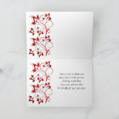Red, Black and White Floral Thank You Card Bedankkaart (Binnen)