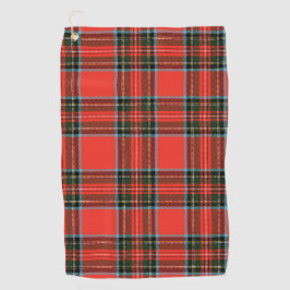 Red Black and White Plaid Pattern Golfhanddoek