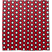 Red, Black and White Polka Dots  Douchegordijn (Voorkant)