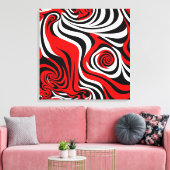 Red, Black and White Wave Pattern Canvas Afdruk (Insitu (Woonkamer))