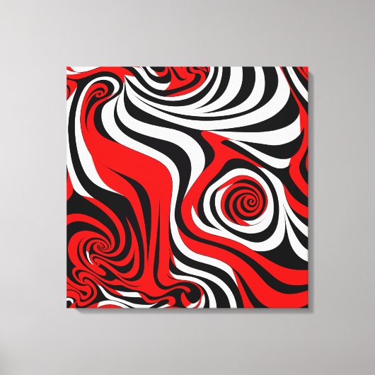 Red, Black and White Wave Pattern Canvas Afdruk (Voorkant)