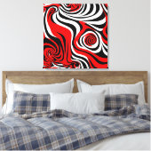 Red, Black and White Wave Pattern Canvas Afdruk (Insitu (Slaapkamer))