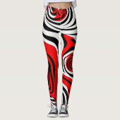 Red, Black and White Wave Pattern Leggings (Voorkant)