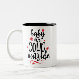 Red Black Baby Het is koud buiten Kerstmis Tweekleurige Koffiemok