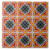  Red Black Barcelona Tile Geometric Graphic Tegeltje (Voorkant)