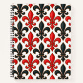 Red Black Baroque Fleur-de-lis Pattern Design Notitieboek (Voorkant)