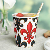 Red Black Baroque Fleur-de-lis Pattern Design  Papieren Bekers