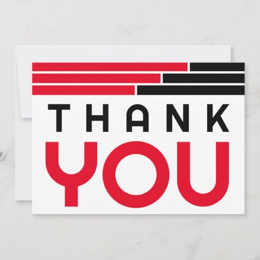 Red & Black Bars Afstudeerder Party Dank u Bedankkaart (Voorkant)