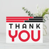 Red & Black Bars Afstudeerder Party Dank u Bedankkaart (Staand voorkant)