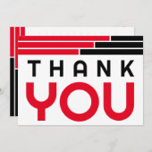 Red & Black Bars Afstudeerder Party Dank u Bedankkaart (Voorkant / Achterkant)