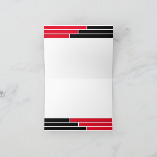 Red & Black Bars Afstuderen Dank u Bedankkaart (Binnen)