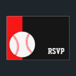 Red Black Baseball Bar Mitzvah RSVP<br><div class="desc">Moderne rode en zwarte baseball met de naam Bar Mitzvah RSVP-reactiekaart.</div>