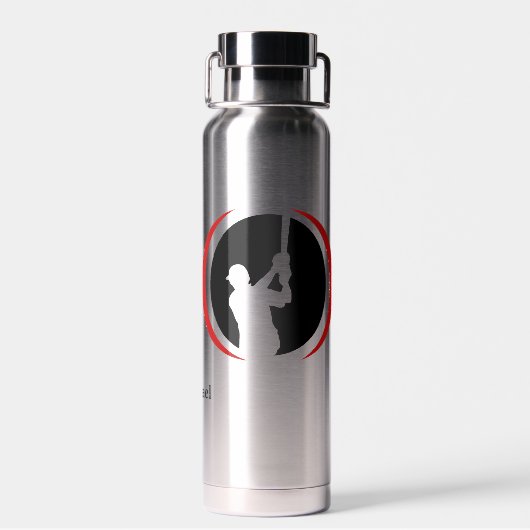 Red Black Baseball Batter Logo Waterfles (Achterkant)