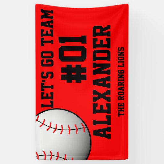 Red Black Baseball Team Spandoek (Verticaal)