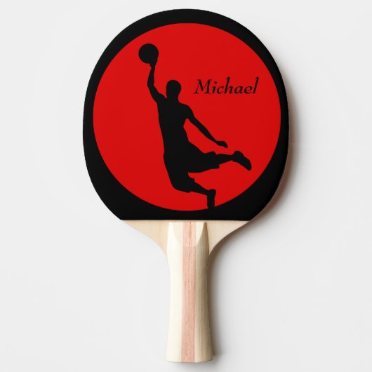 Red Black Basketball Slam Dunk gepersonaliseerd Tafeltennisbatje (Voorkant)