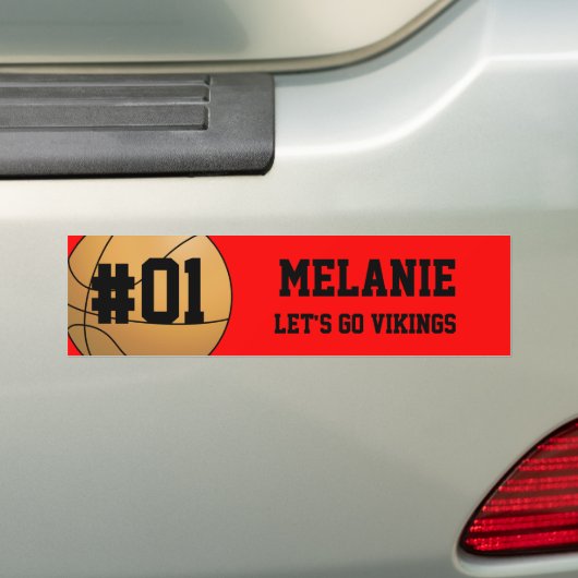 Red Black Basketball Team Bumpersticker (Op auto)