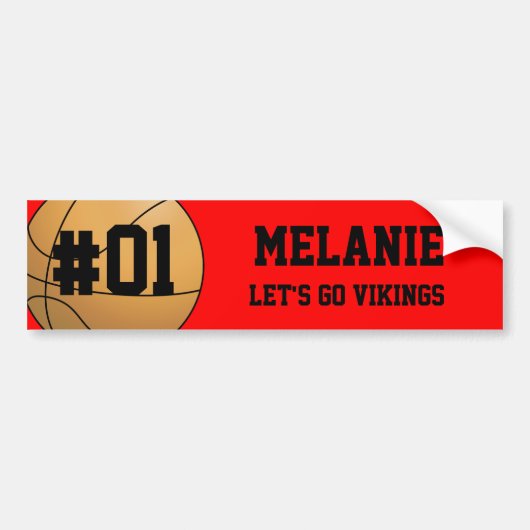 Red Black Basketball Team Bumpersticker (Voorkant)