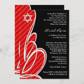 Red Black Bat Mitzvah Kaart (Voorkant / Achterkant)