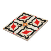 Red Black Beige Abstract Mirror Geometric Pattern Tegeltje (Zijkant)