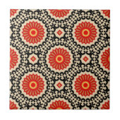 Red Black Beige Oriental Moroccan Mosaic Pattern Tegeltje (Voorkant)