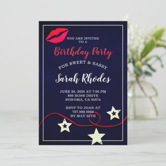 Red Black Birthday Kaart (Staand voorkant)