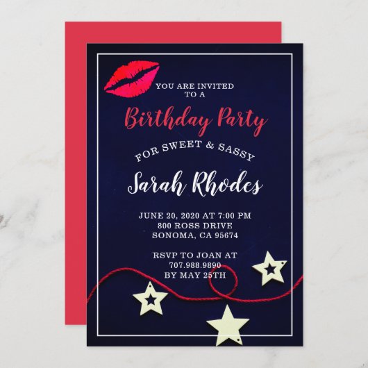 Red Black Birthday Kaart (Voorkant / Achterkant)