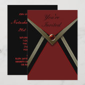 Red Black Birthday Party Invitation Sjabloon Kaart (Voorkant / Achterkant)