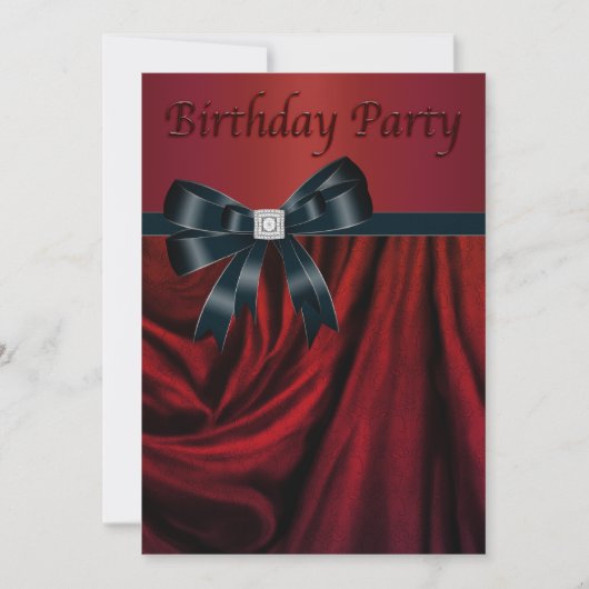 Red Black Birthday Party Invitation Sjabloon Kaart (Voorkant)