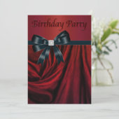 Red Black Birthday Party Invitation Sjabloon Kaart (Staand voorkant)