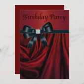 Red Black Birthday Party Invitation Sjabloon Kaart (Voorkant / Achterkant)
