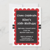 Red Black Birthday Party Invitations Sjablonen Boy Kaart (Voorkant)