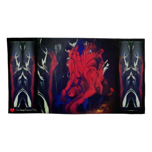 Red Black Blue White Abstract Kussensloop (Achterkant-Rechts)