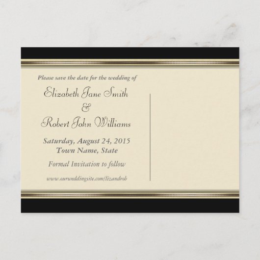 Red Black Bohemian Save the Date Briefkaart (Achterkant)