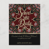 Red Black  Bohemian Save the Date Briefkaart (Voorkant)