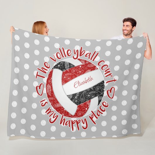 red black boho volleyball court is mijn gelukkige fleece deken (In situ)