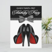 Red Black Bow Stropdas Vrouwen 21ste Verjaardagsfe Kaart (Staand voorkant)