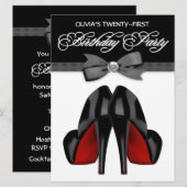 Red Black Bow Stropdas Vrouwen 21ste Verjaardagsfe Kaart (Voorkant / Achterkant)