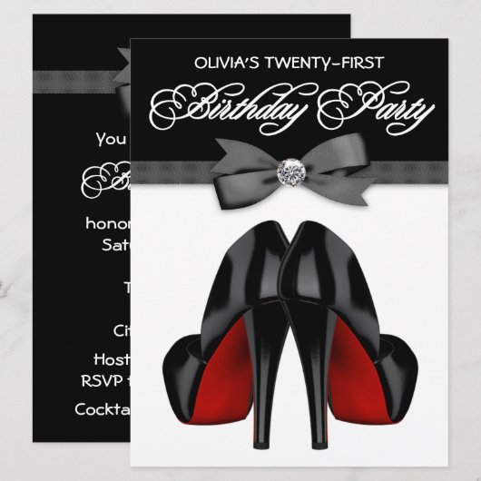 Red Black Bow Stropdas Vrouwen 21ste Verjaardagsfe Kaart (Voorkant / Achterkant)