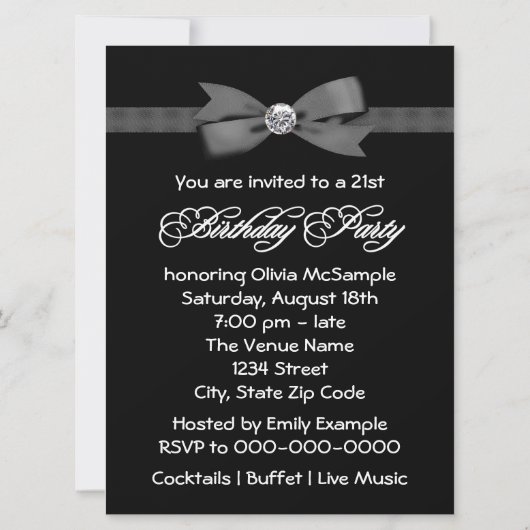 Red Black Bow Stropdas Vrouwen 21ste Verjaardagsfe Kaart (Achterkant)