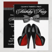 Red Black Bow Stropdas Vrouwen Verjaardagsfeest Kaart (Voorkant / Achterkant)