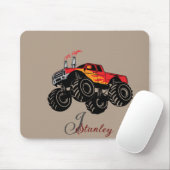 Red Black Boys Rusty Name Monogram Monster Truck Muismat (Met muis)