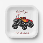 Red Black Boys'Birthday Monster Truck Papieren Bordje (Voorkant)