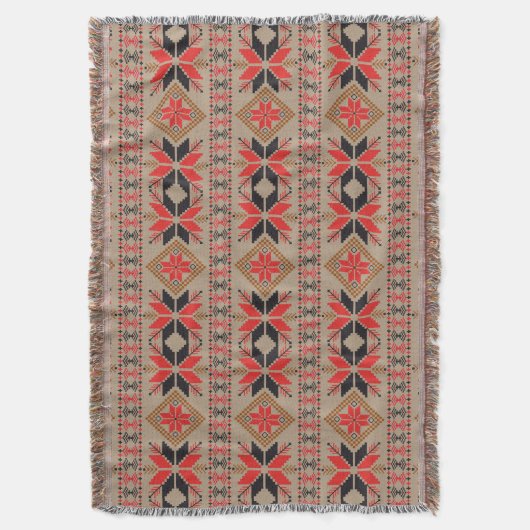 Red Black Brown Crochet Knit Pattern Deken (Voorkant Verticaal)