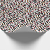 Red Black Brown Houndstooth Glen Check Patroon Cadeaupapier (Hoek)