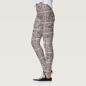 Red Black Brown Houndstooth Glen Check Patroon Leggings (Links)